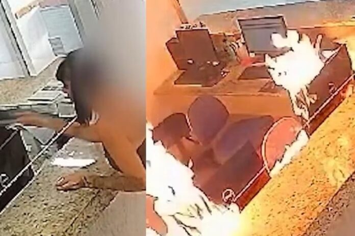 Mulher incendeia recepção de hospital