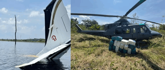 Avião com 380 kg de maconha cai em represa no AM